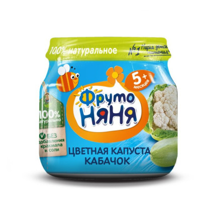 Пюре ФРУТО-НЯНЯ Цв.капуста-кабачок 80г /уп12