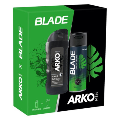 ПОДАР.НАБОР ARKO BLACK Гель д/душа Black 260 мл + BLADE дезодорант Green Dream 150 мл/уп6