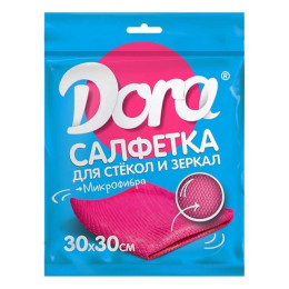 Салфетка из микрофибры Dora "Для стекол и зеркал" 30*30см/уп110