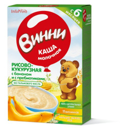 Каша ВИННИ молоч Рис-кукуруза-банан с пребиотиками 200г(new)/уп12