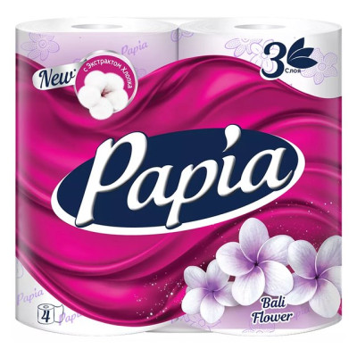 Бумага туалетная PAPIA 3-х сл Балтийский Цветок 4шт /уп14 Бумага туалетная PAPIA 3-х сл Балтийский Цветок 4шт /уп14