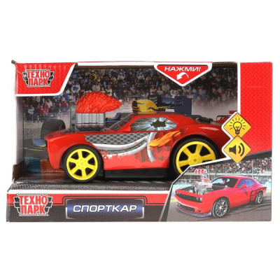Машина пластик свет-звук СПОРТКАР 18 см, 2 кнопки, своб. ход, кор. Технопарк в кор.2*36шт