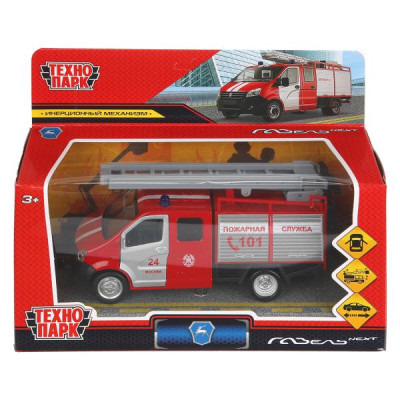 Машина металл ГАЗЕЛЬ NEXT ПОЖАРНАЯ длина 15 см, двери, инерц, красный, кор. Технопарк в кор.2*32шт