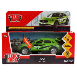 Машина металл свет-звук INFINITI QX70 СПОРТ длина 12 см, двер, баг, ин, кор. Технопарк в кор.2*36шт