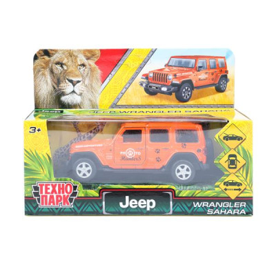 Машина металл JEEP WRANGLER SAHARA САФАРИ 12 см, двери, багаж, инерц, кор. Технопарк в кор.2*36шт