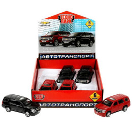 Машина металл CHEVROLET TAHOE 12 см, двери, багаж, инерц, дисп. ассорт Технопарк уп-6шт в кор.12уп