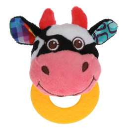 Текстильная игрушка погремушка корова с прорезывателем функционал Умка в кор.500шт