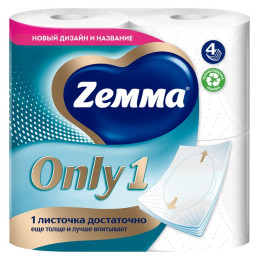 Бумага туалетная 4-х сл ZEMMA Only1 4шт /уп14