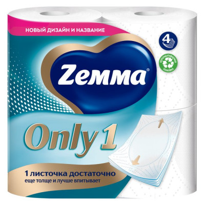 Бумага туалетная 4-х сл ZEMMA Only1 4шт /уп14 Бумага туалетная 4-х сл ZEMMA Only1 4шт /уп14