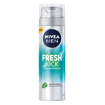NIVEA FOR MEN Пена для бритья "Fresh Kick" свежесть с мятой 200мл(new)/уп12 NIVEA FOR MEN Пена для бритья "Fresh Kick" свежесть с мятой 200мл(new)/уп12