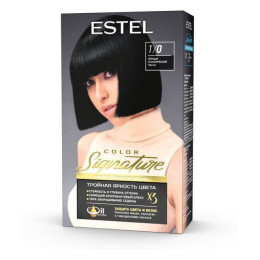 Стойкая крем-гель краска для волос ESTEL COLOR Signature 1/0 Чёрный классический /уп12 Стойкая крем-гель краска для волос ESTEL COLOR Signature 1/0 Чёрный классический /уп12