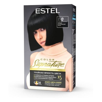 Стойкая крем-гель краска для волос ESTEL COLOR Signature 1/0 Чёрный классический /уп12