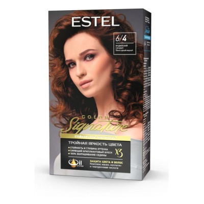 Стойкая крем-гель краска для волос ESTEL COLOR Signature 6/4 Индийский сандал /уп12