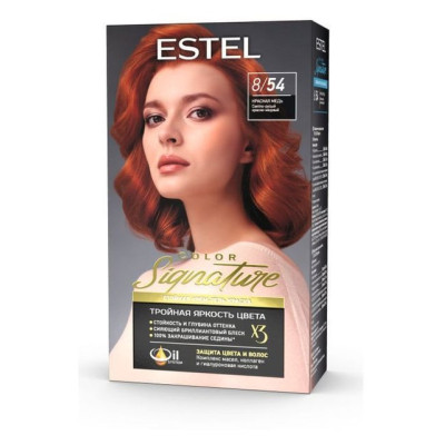 Стойкая крем-гель краска для волос ESTEL COLOR Signature 8/54 Красная медь /уп12