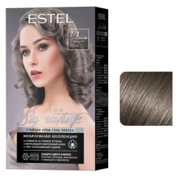 Стойкая крем-гель краска для волос ESTEL COLOR Signature 7/1 Речной жемчуг  (Жемчужная коллекция) /у