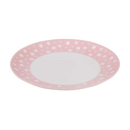 Тарелка "Горошек" Д260мм (бело-розовый) (уп.22) М7028