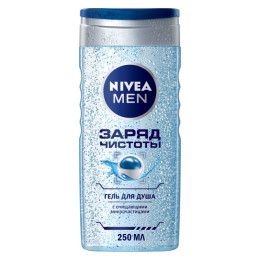 NIVEA BATH CARE Гель для душа для мужчин Заряд чистоты 2в1 250мл/уп12