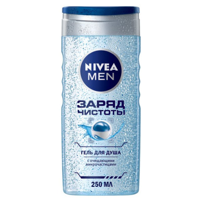 NIVEA BATH CARE Гель для душа для мужчин Заряд чистоты 2в1 250мл/уп12