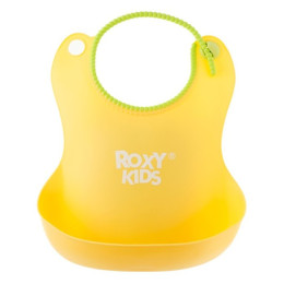 Нагрудник ROXY-KIDS мягкий с кармашком и застежкой, желтый