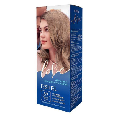 Стойкая крем-краска  для волос ESTEL LOVE тон 8/0 Светло-русый /уп10