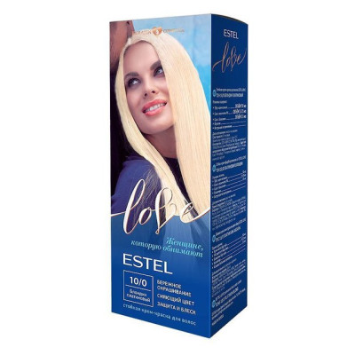 Стойкая крем-краска  для волос ESTEL LOVE тон 10/0 Блондин платиновый /уп10