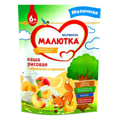 Каша МАЛЮТКА мол Рис c абрикосом и персиком с6м 220г(new) /уп6