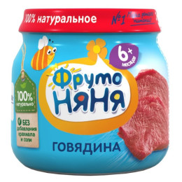Пюре ФРУТО-НЯНЯ Говядина с6м 80г/уп6 (ветис)