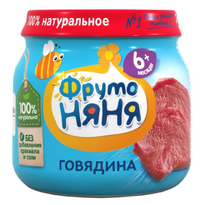 Пюре ФРУТО-НЯНЯ Говядина с6м 80г/уп6 (ветис)