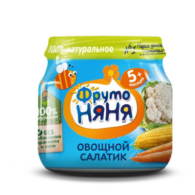 Пюре ФРУТО-НЯНЯ Овощной салатик 80г /уп12