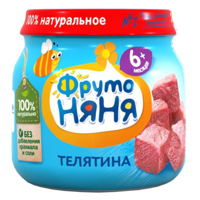 Пюре ФРУТО-НЯНЯ Телятина с6м 80г/уп6 (ветис)