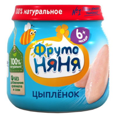 Пюре ФРУТО-НЯНЯ Цыпленок с6м 80г/уп6 (ветис)