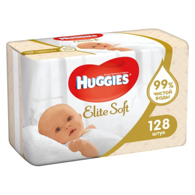 Салфетки дет влаж Хаггис Elite Soft 2*64шт /уп6