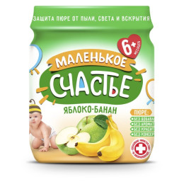 Пюре Маленькое счастье  Яблоко-Банан 90гр/уп12