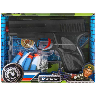 Пистолет с мягкими пулями в кор., 17,5*4*13см ИГРАЕМ ВМЕСТЕ в кор.2*72шт Пистолет с мягкими пулями в кор., 17,5*4*13см ИГРАЕМ ВМЕСТЕ в кор.2*72шт