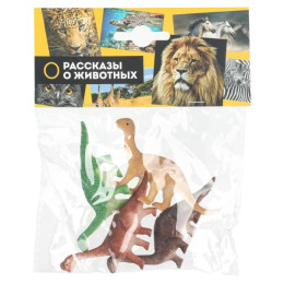 Игрушка пластизоль ДИНОЗАВРЫ 4 шт./пакет, хеддер Рассказы о животных в кор.2*120наб