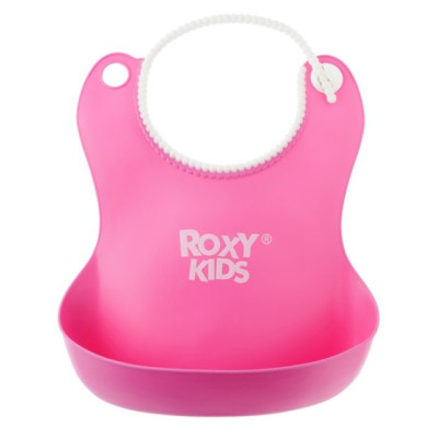 Нагрудник ROXY-KIDS мягкий с кармашком и застежкой, розовый