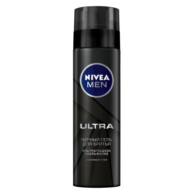 NIVEA FOR MEN Гель для бритья Чёрный ULTRA 200мл/уп12