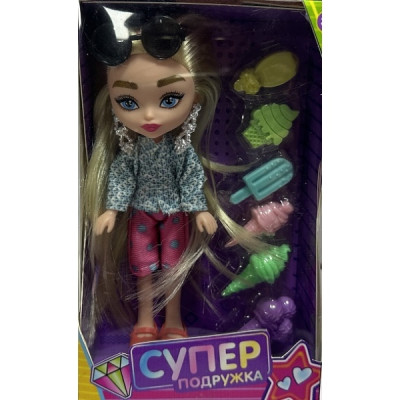Кукла супер подружка 15 см, аксессуары в кор.2*84шт