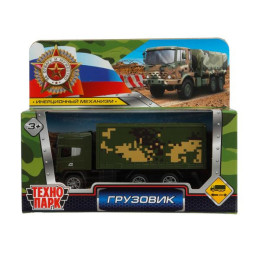 Машина металл ГРУЗОВИК, 11 см, подвиж. дет., инерция, камуф, кор Технопарк в кор.2*144шт