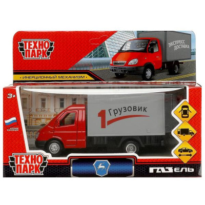 Машина металл газ-3302 "газель"  12,7 см, двери, багаж, инерц, красный, кор. Технопарк в кор.2*36шт