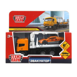 Машина металл ЭВАКУАТОР эвакуатор 12см с машиной 7см, инерция подвижный КРАН Технопарк в кор.2*144шт