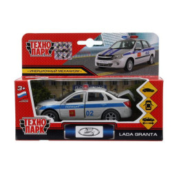 Машина металл LADA granta ПОЛИЦИЯ, 12 см., дв, баг., инерц., кор. Технопарк в кор.2*24шт