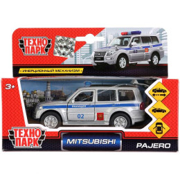 Машина металл MITSUBISHI pajero ПОЛИЦИЯ 12 см, двери, баг., инерц., кор. Технопарк в кор.2*24шт