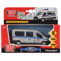 Машина металл FORD Transit полиция 12см, открыв. двери, инерц. в кор. Технопарк в кор.2*24шт