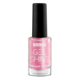 LUXVISAGE Лак для ногтей GEL SHINE тон 107 розовый с серебр. шиммером 9г  /уп6