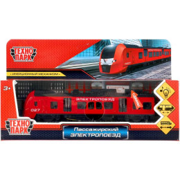 Модель металл свет-звук РЖД ЭЛЕКТРОПОЕЗД 17 см, двери, инерц, красн, кор. Технопарк в кор.2*36шт