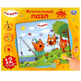 Музыкальный пазл Три Кота 12 песен,фраз.кор.бат. Умка в кор.48шт