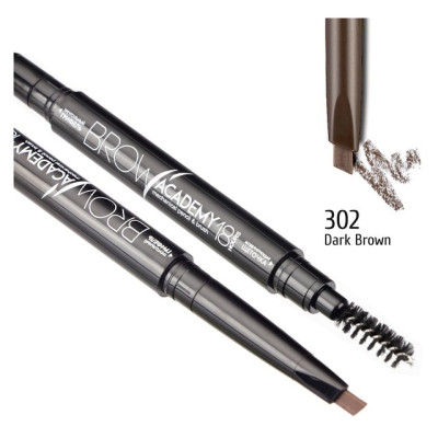 TF cosmetics Карандаш д/бровей механич. с щеточ. BROW ACADEMY тон302 темно-коричн. Китай  /уп6