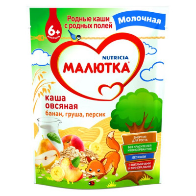 Каша МАЛЮТКА мол Овсяная.-смесь фруктов с6м 220г(new) /уп6