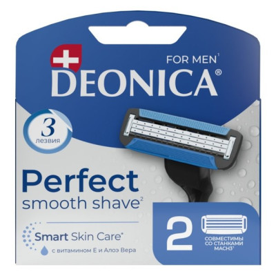 Deonica Сменные кассеты д/мужч. 3 лезвия 2шт/уп10 8326 Deonica Сменные кассеты д/мужч. 3 лезвия 2шт/уп10 8326